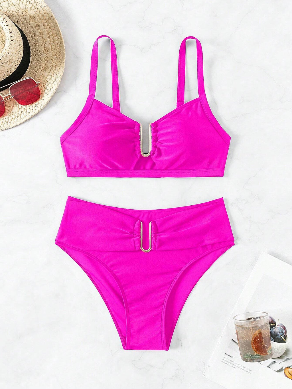 Biquíni Cintura Alta Marcela com Detalhes Elegantes