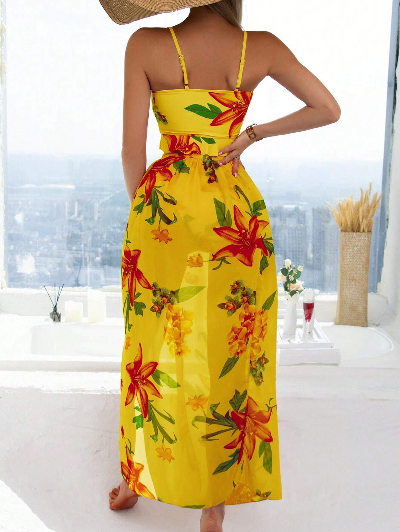 Biquíni Brasileiro com Babado e Saia Amarração Geisa, Estilo Elegante