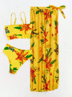 Biquíni Brasileiro com Babado e Saia Amarração Geisa, Estilo Elegante