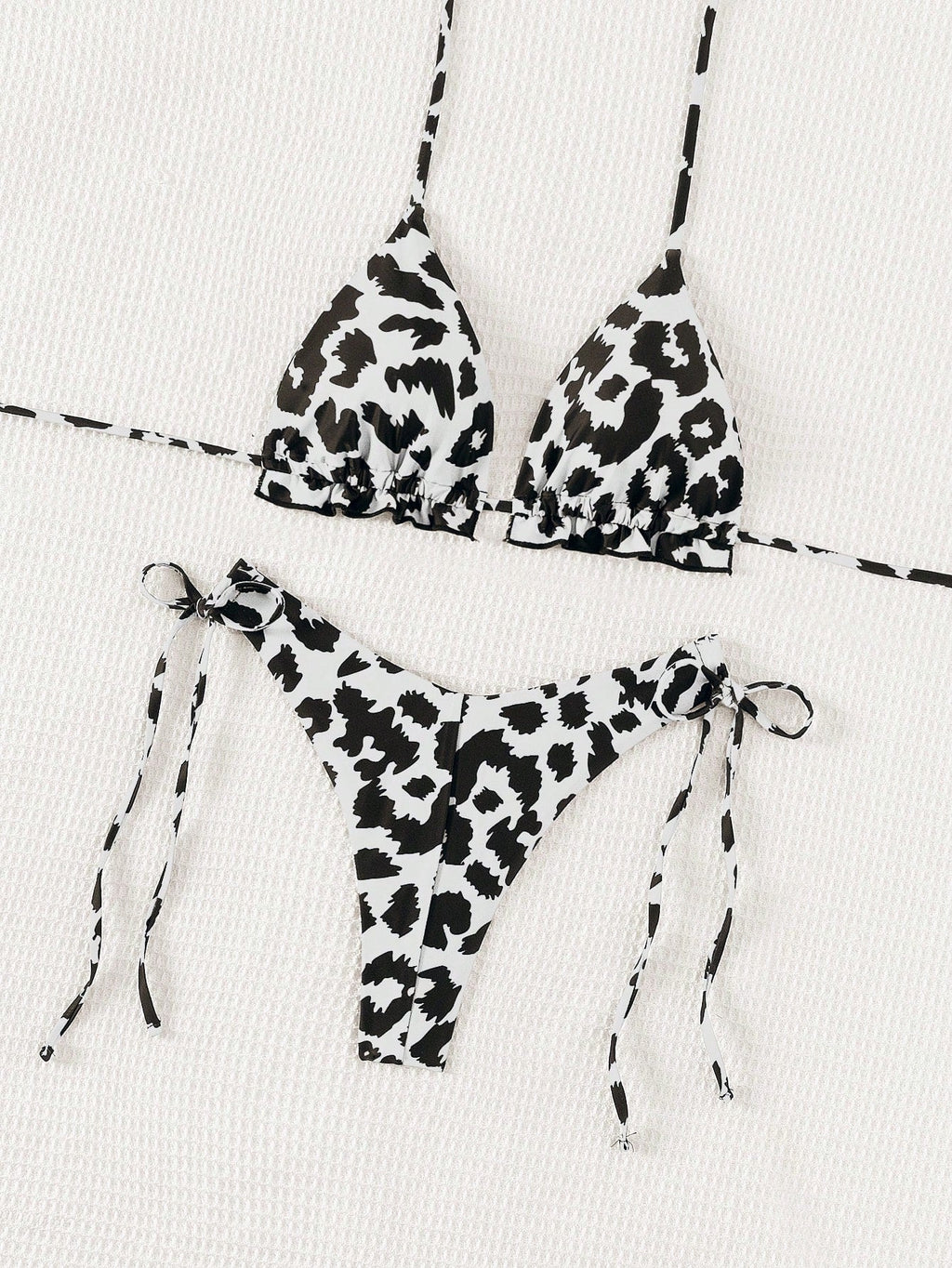 Biquíni Cortininha Triângulo Estampa de Leopardo