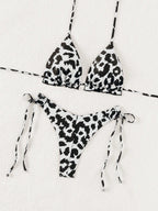 Biquíni Cortininha Triângulo Estampa de Leopardo