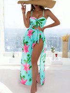 Biquíni Brasileiro com Babado e Saia Amarração Geisa, Estilo Elegante