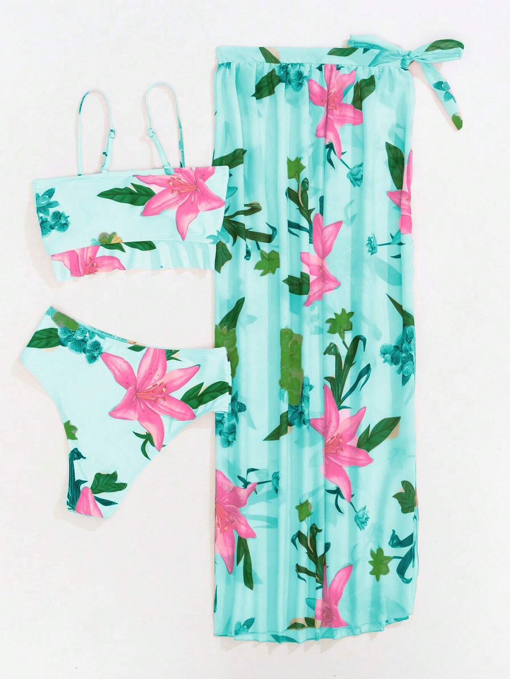 Biquíni Brasileiro com Babado e Saia Amarração Geisa, Estilo Elegante