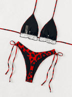 Biquíni Cortininha Triângulo Estampa de Leopardo