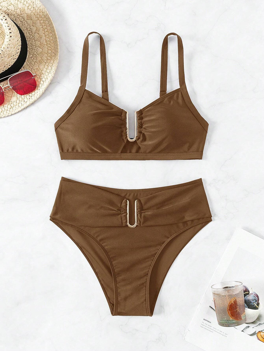 Biquíni Cintura Alta Marcela com Detalhes Elegantes