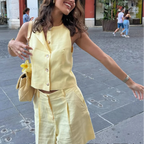 Onnat Glow Conjunto Feminino Amarelo Clareado | Regata Sem Manga + Shorts Retos