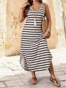 Brisa Listrada – Vestido Plus Size Verão Elegante