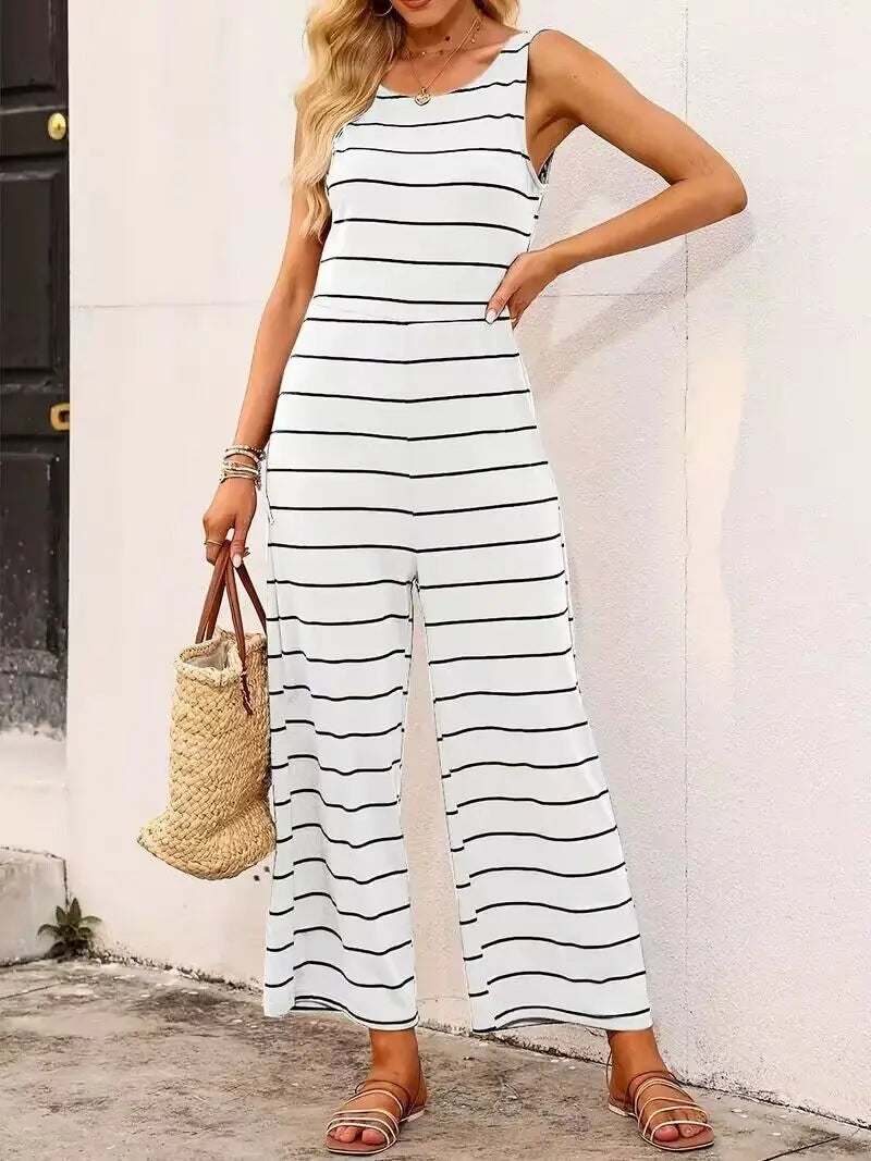 Macacão Feminino Summer Stripes – Chiffon Leve e Confortável para o Verão