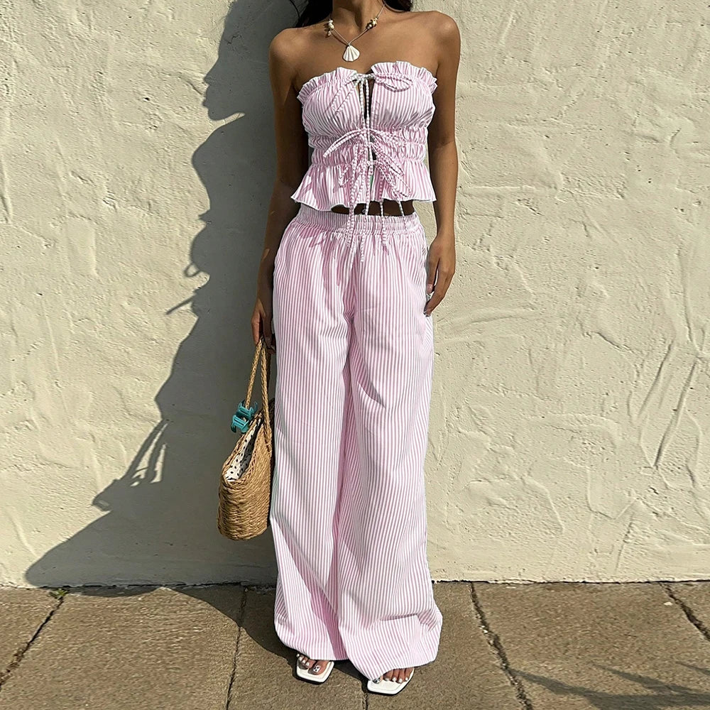 Onnat Glow Conjunto Feminino | Top Renda Alça + Calça Alta sem Manga