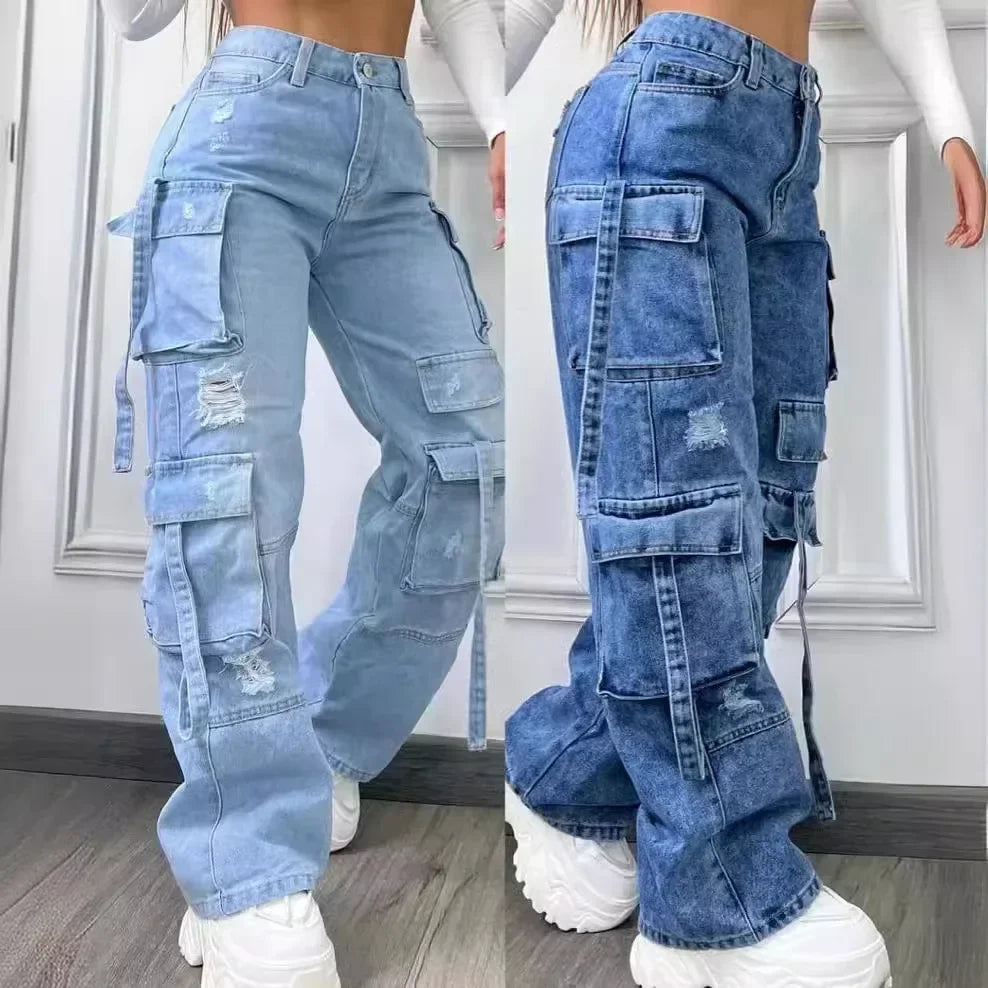 Calças Feminina Cargo Denim Sahara - Conforto e Estilo Casual