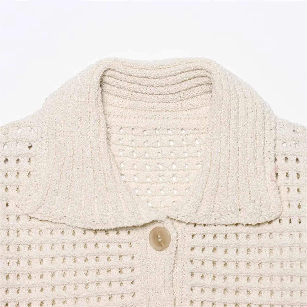 Onnat Glow Conjunto Feminino Tricô | Blusa Manga Curta + Saia com Tassel Bege