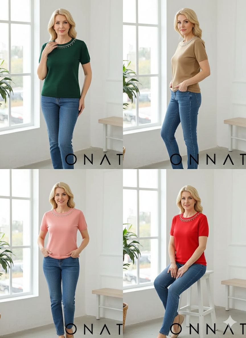 Blusa Elô Casual com Miçangas e Gola Redonda - Estilo e Conforto