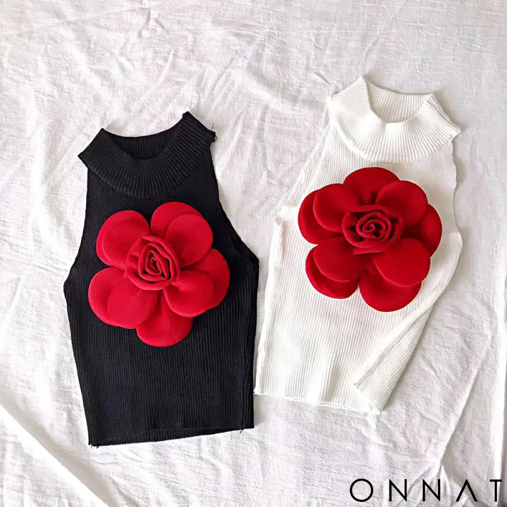 2024 New Summer Knitted T Shirt for Women Big Flowers Vintage Sexy Ropa De Mujer y2k Fashion Short Tank Tops camisetas