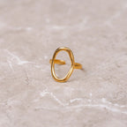 Anel Abstrato Contorno Orgânico Banhado em Ouro 18K