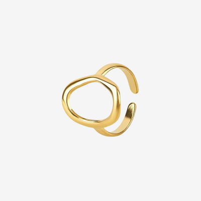 Anel Organza Contorno Orgânico Banhado em Ouro 18K