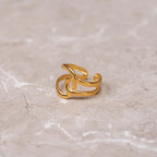 Anel Abstrato Elos Ajustável Banhado em Ouro 18K