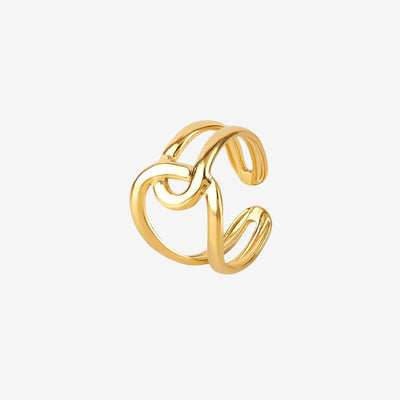 Anel Nexus Elos Ajustável Banhado em Ouro 18K