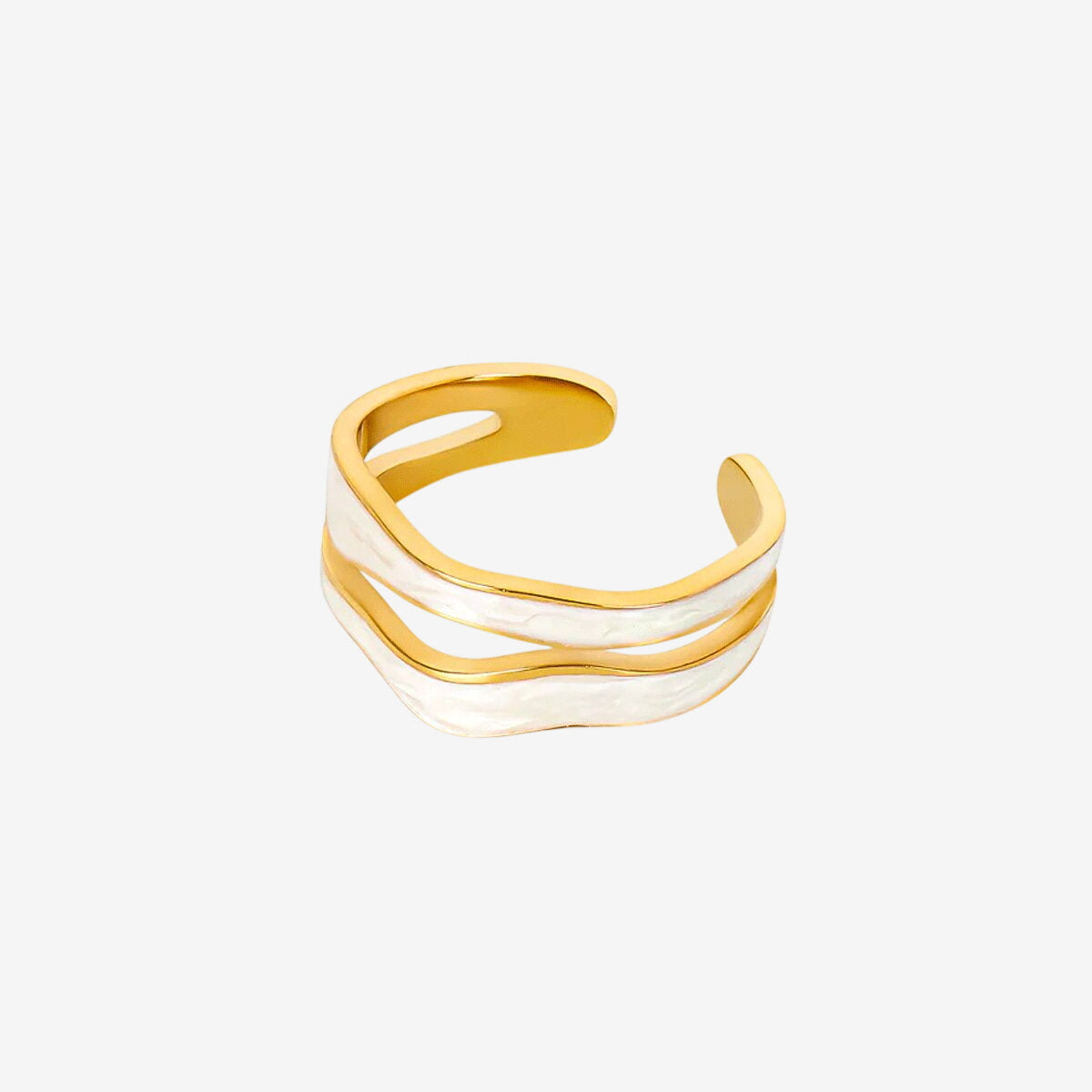 Anel Nacar Madreperola Ajustável Banhado em Ouro 18k