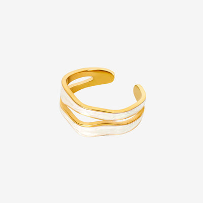 Anel Nacar Madreperola Ajustável Banhado em Ouro 18k