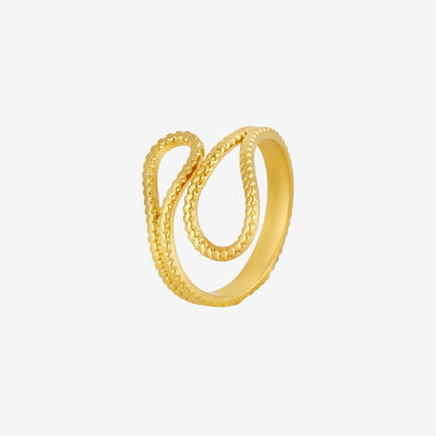 Anel Ava Abstrato Ajustável Banhado em Ouro 18K
