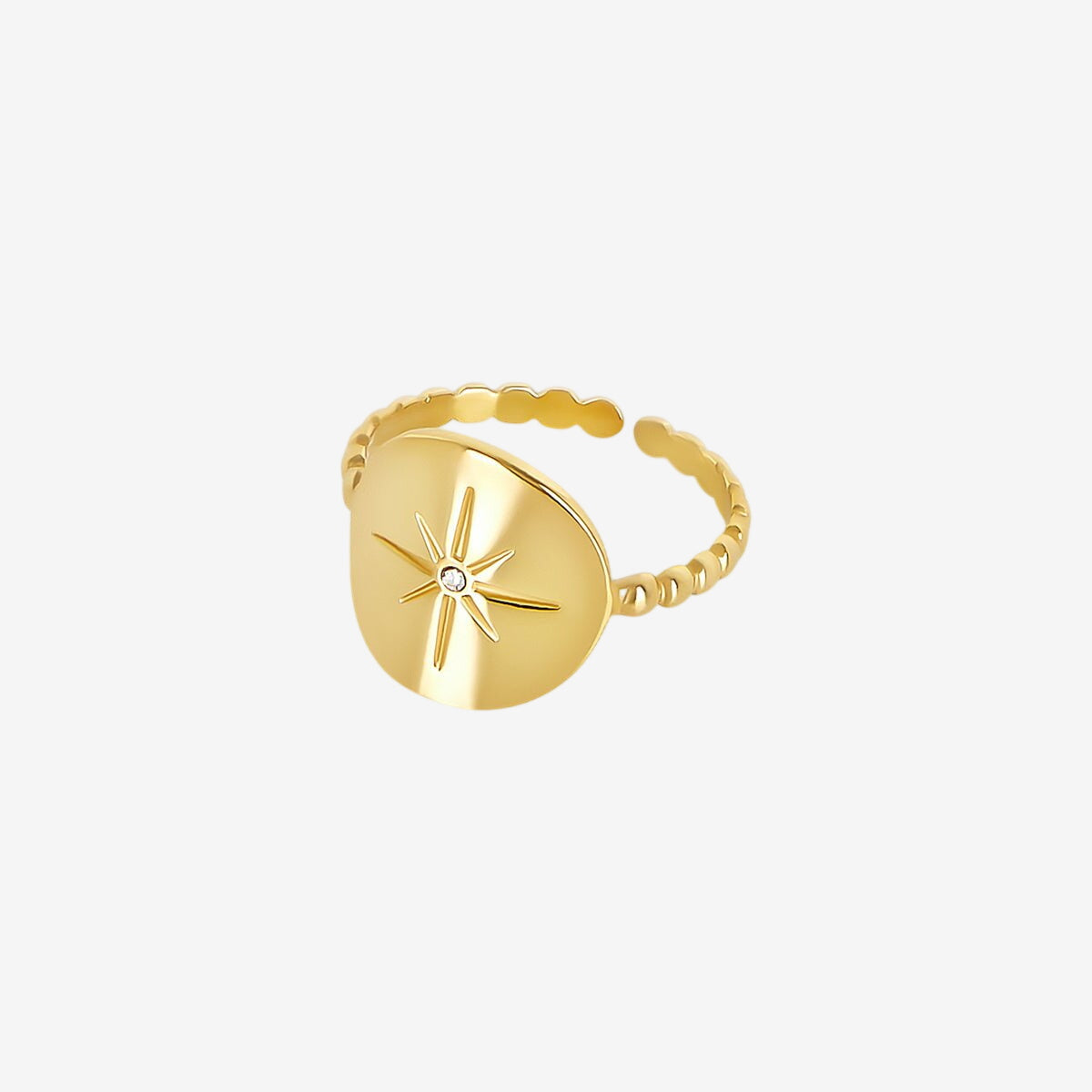Anel Náutica Estrela Ajustável Banhado em Ouro 18k