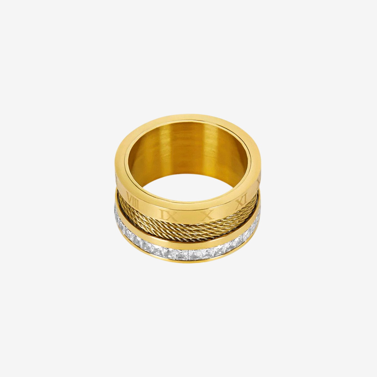 Anel Cristalino Arame Banhado em Ouro 18k