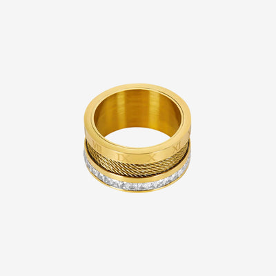 Anel Cristalino Arame Banhado em Ouro 18k