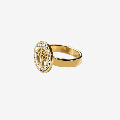 Anel Éden Árvore da Vida Banhado em Ouro 18K