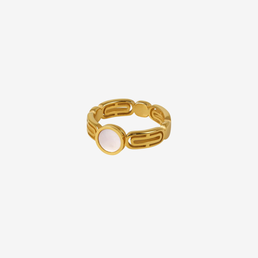 Anel Palas Madreperola Banhado em Ouro 18K