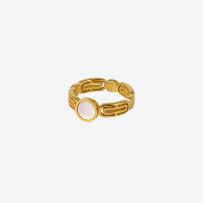Anel Palas Madreperola Banhado em Ouro 18K