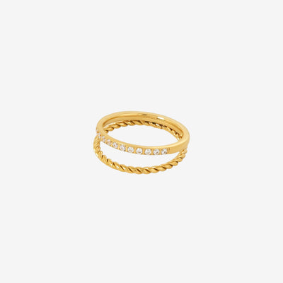 Anel Boreal Cristais Banhado em Ouro 18k