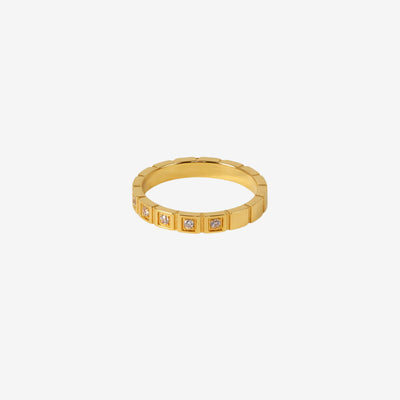 Anel Petra Blocos de Pedra Banhado em Ouro 18K