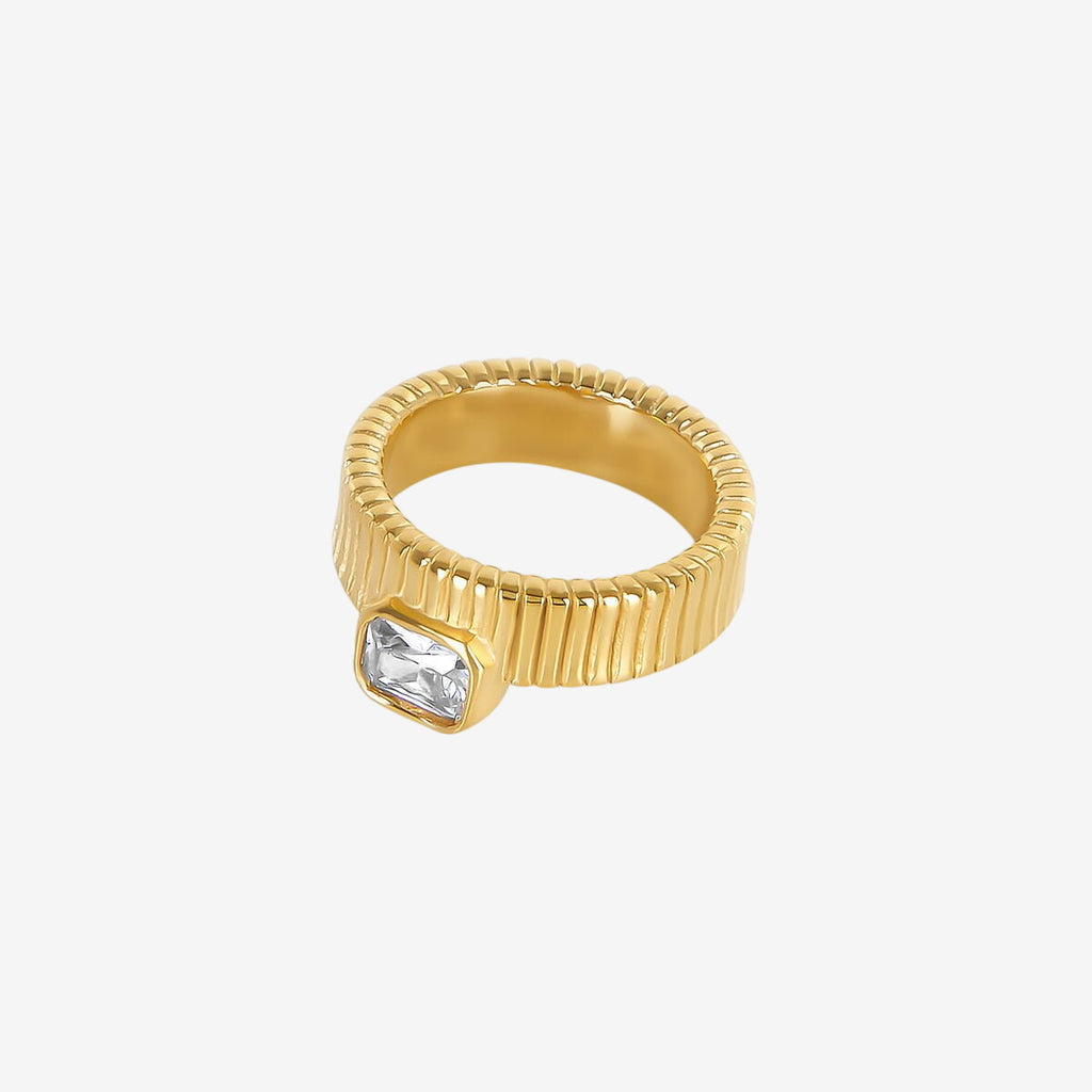 Anel Azzurra Cristal Banhado em Ouro 18k
