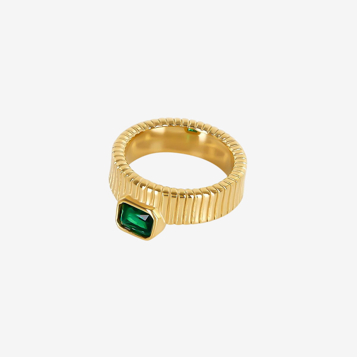 Anel Azzurra Esmeralda Banhado em Ouro 18k