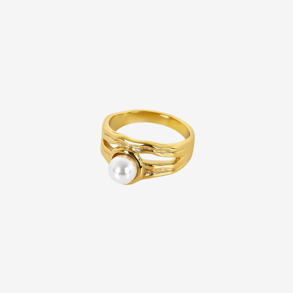 Anel Catalina Pérola Solitário Banhado em Ouro 18k