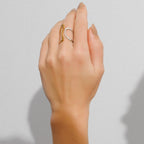 Anel Contorno Ajustável com Mix de Banhos Dourado e Prata