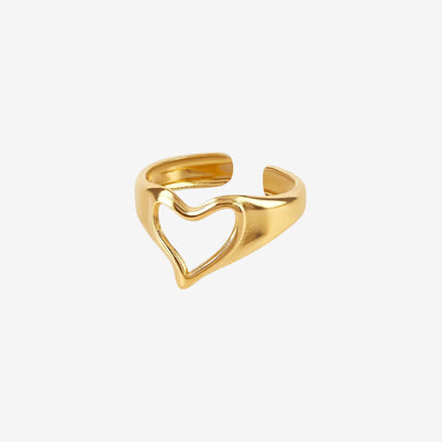 Anel Coração Abstrato Ajustável Banhado em Ouro 18K