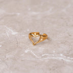 Anel Coração Abstrato Ajustável Banhado em Ouro 18K