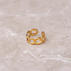 Anel Corrente Bold Ajustável Banhado em Ouro 18K
