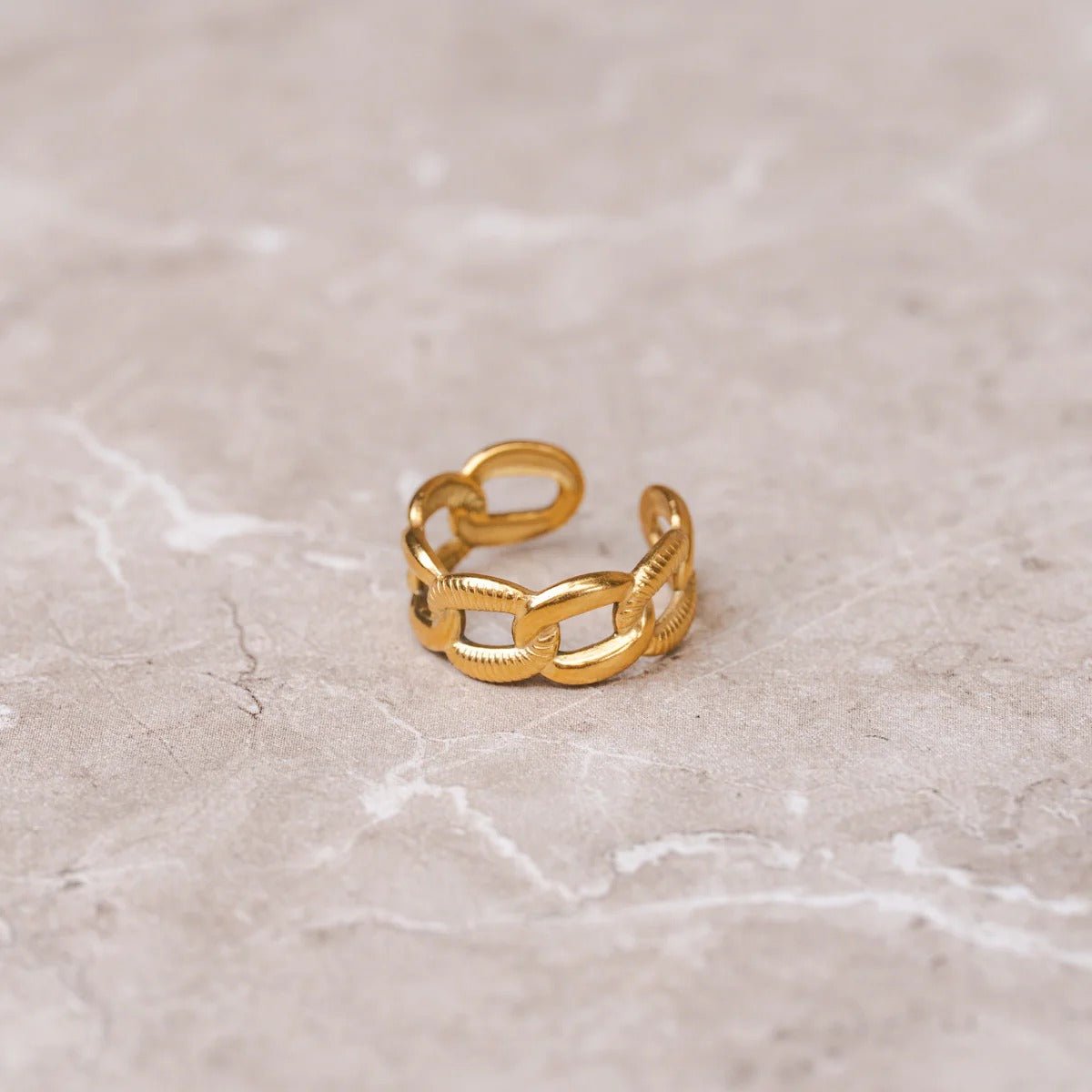 Anel Corrente Bold Ajustável Banhado em Ouro 18K