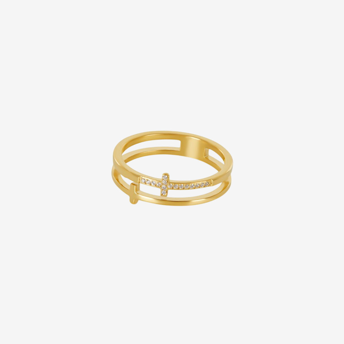 Anel Cruz Banhado em Ouro 18k