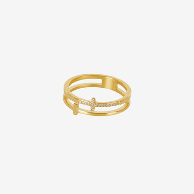 Anel Cruz Banhado em Ouro 18k