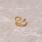 Anel Cruzado Minimal Ajustável Banhado em Ouro 18K