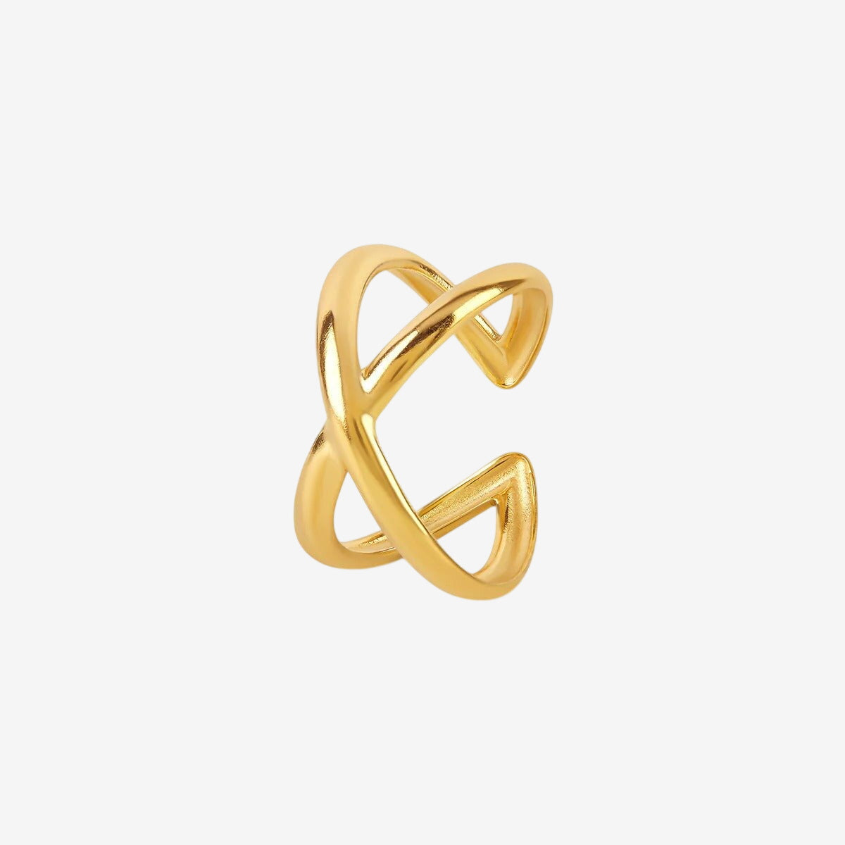 Anel Cruzado Minimal Ajustável Banhado em Ouro 18K