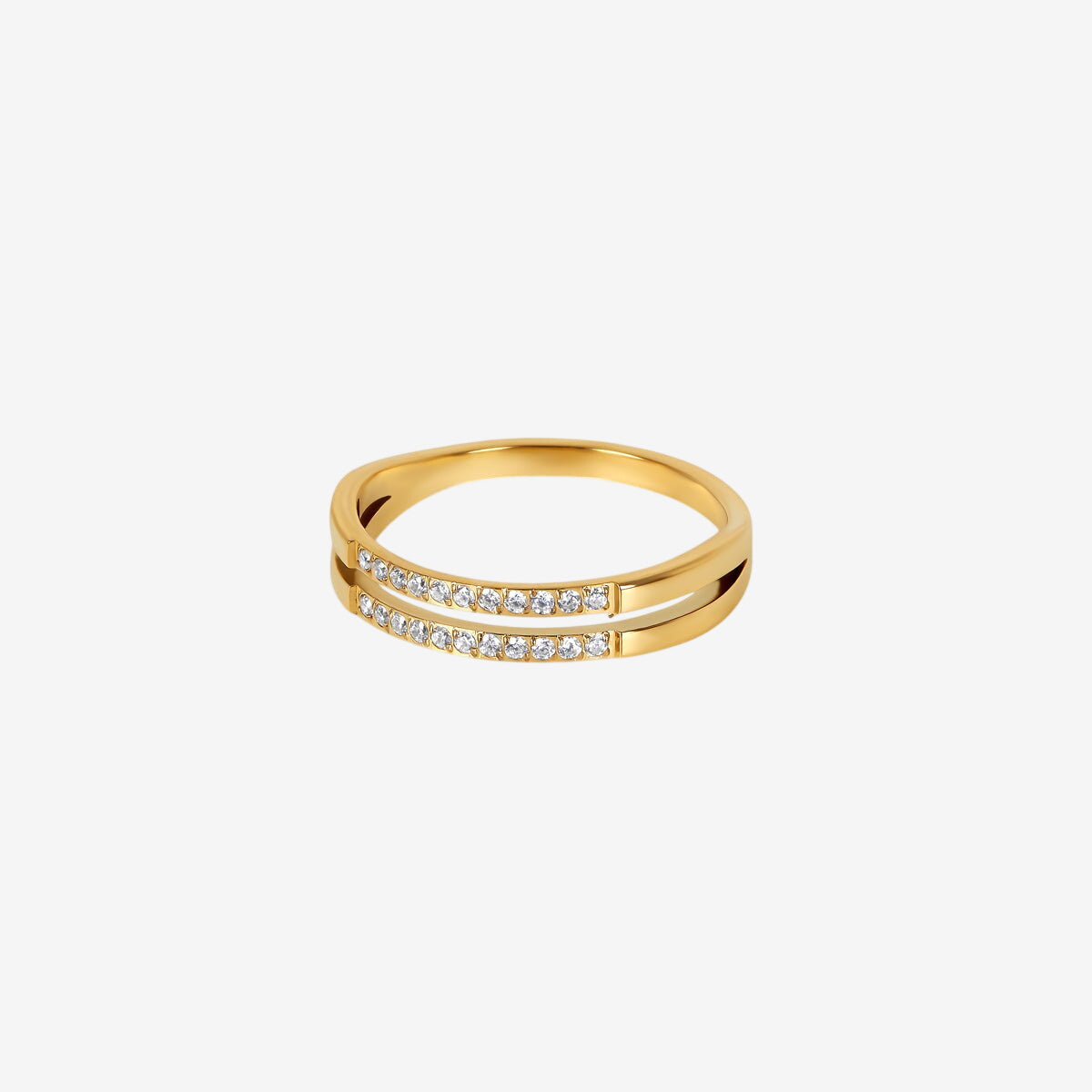 Anel Gêmeos Camada Banhado em Ouro 18k