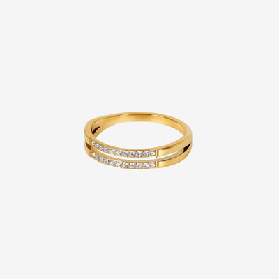 Anel Gêmeos Camada Banhado em Ouro 18k