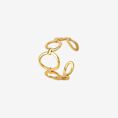 Anel Elos Vazados Ajustável Banhado em Ouro 18K