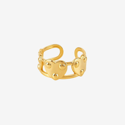 Anel Eterno Coração Ajustável Banhado em Ouro 18K