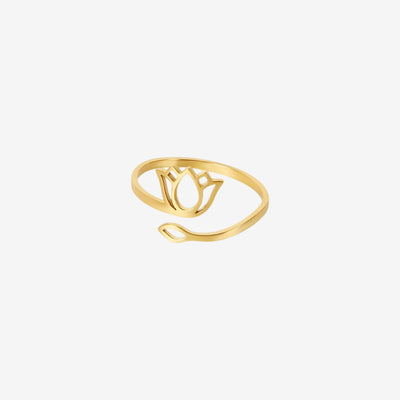 Anel Lótus Banhado em Ouro 18K