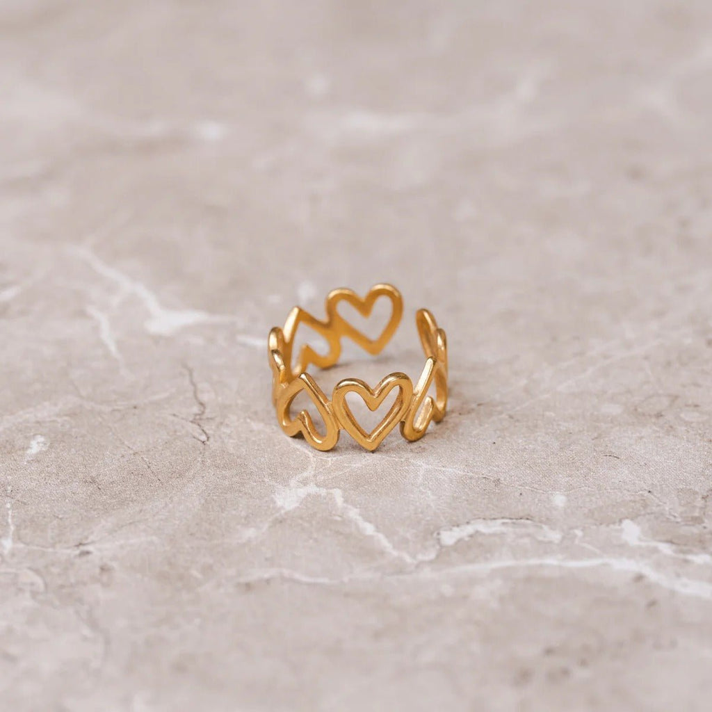 Anel Love Vazado Ajustável Banhado em Ouro 18K